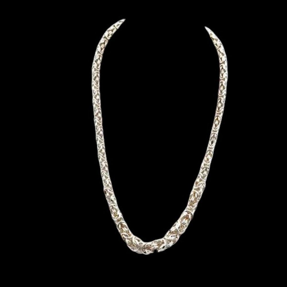Vintage Itaor Italian Sterling Silver Open Byzantine Necklace